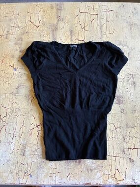 Express Black V-Neck Short Sleeve Knit Top